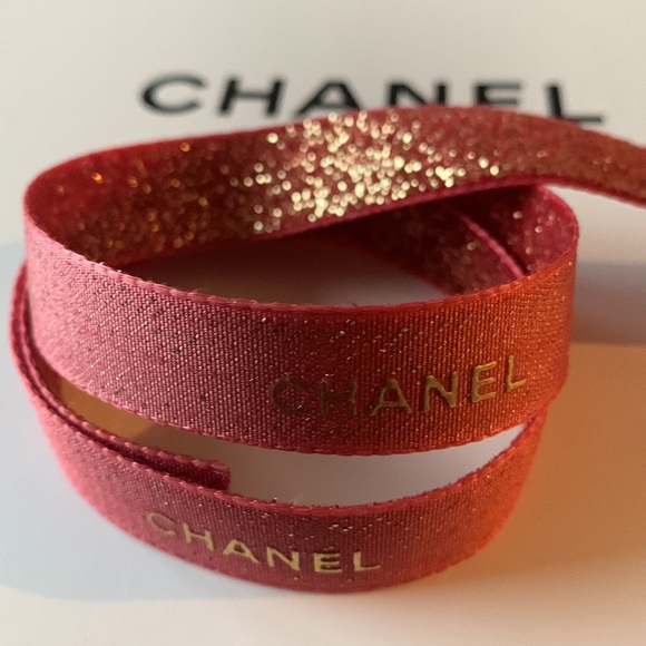 100% Genuine Chanel Ribbon dark Pink & gold 2 Yards 6 feet 72 inches - Picture 4 of 9